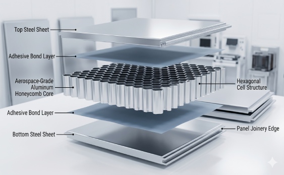 Hexagonal aluminum honeycomb core structure