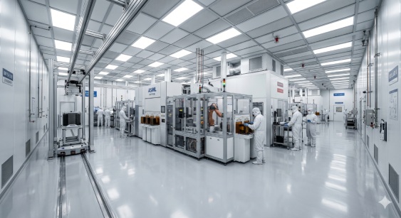 High-end modular cleanroom facility with white sandwich wall panels