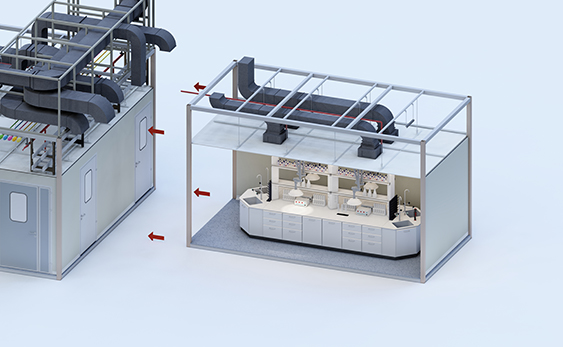 컨테이너 실험실은 클린룸 환경을 위한 모듈형 솔루션입니다.